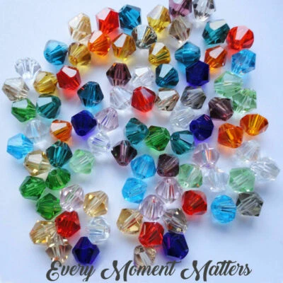 150 x 3mm CRYSTAL GLASS BICONES BEADS FACETED BICONE BEADS 5301 Choose Colour - Image 1 of 3