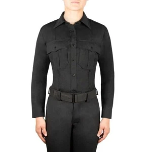 New: WOMEN'S LONG SLEEVE ZIPPERED POLYESTER SHIRT / POLICE UNIFORM CLOTHING - Picture 1 of 6