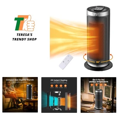 Space Heater,1500W Portable Electric Heaters for Indoor Use with Remote&Therm... - Image 1 of 4