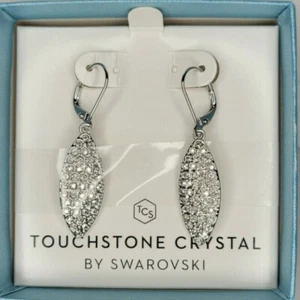 Touchstone Crystal Headliner Earrings Stunning Rhodium Crystal by Swarovski 💎  - Picture 1 of 2
