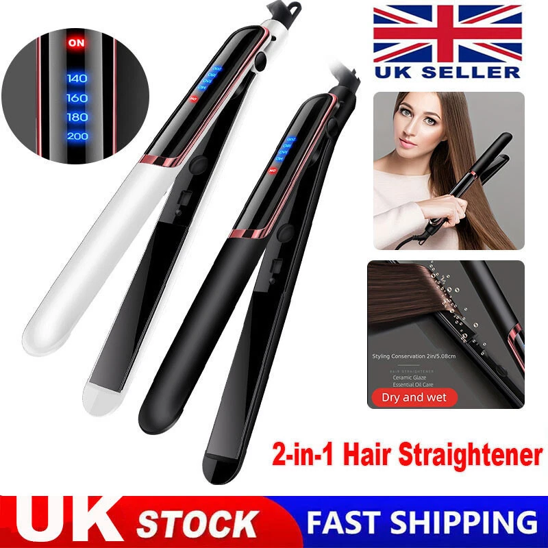 2 in 1 Hair Straighteners Ceramic Plates Straightener Curler Salon Hair Styler - Image 1 of 4