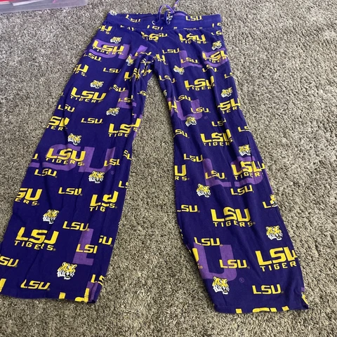 LSU Tigers Pants Adult Small Purple Louisiana State Football Sleep Pajama Womans Cover