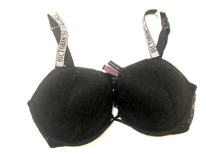 Victoria's Secret Bombshell Shine Strap Push-up Bra Black Lace 38C NWT - Picture 1 of 3
