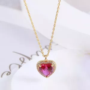 Kate Spade New York Rhinestone Gold+Red Loving Heart Heart Shaped Pendant - Picture 1 of 4