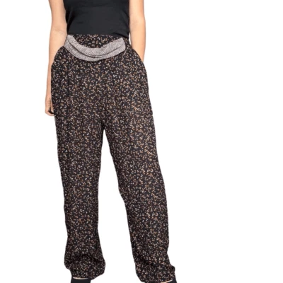 Vintage 80s Norton McNaughton Ditsy Floral Bomber Pants Size 10 Brown Black - Image 1 of 4