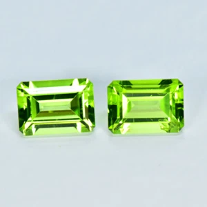 2.40Ct (2Pcs) Emerald Cut_Eye-catching Quality Unheated Pakistan Peridot Gems - Picture 1 of 1