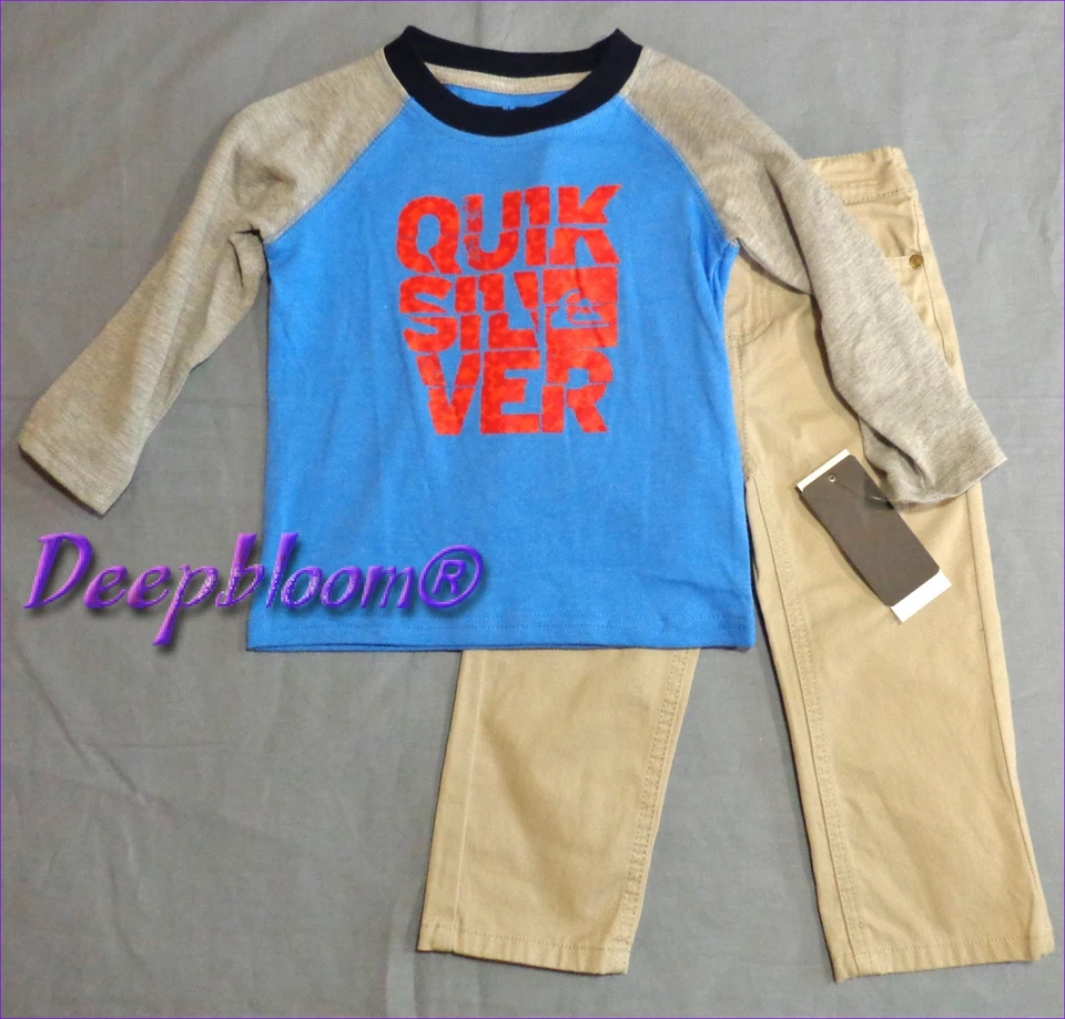 QUIKSILVER CONJUNTO CAMISA PANTALONES LARGOS NIÑOS TALLA 18 M 24 M 4T AZUL ROJO CAQUI NUEVO Foto 1 de 1