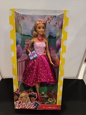 С днем рождения кукла Barbie #DHC37 блондинка розовый цветочный платье синий подарок 2016 новый - Изображение 1 из 4