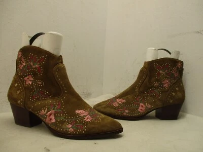 Gianni Bini RAMSIE Bayside Tostado Marrón Gamuza Bordado Botines Mujer Talla 10 M Foto 1 de 4