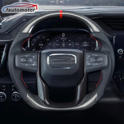 Volante de fibra de carbono real para GMC SIERRA 1500 2500 3500 2020+ térmico Foto 1 de 4