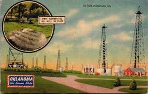 OIL FIELD Oklahoma City, OK lino - Postal - Imagen 1 de 2