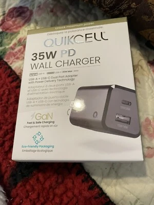 Quikcell (35W) PD Wall Charger Dual Port (USB-C/USB-A) Adapter (GaN Charging) - Image 1 of 4