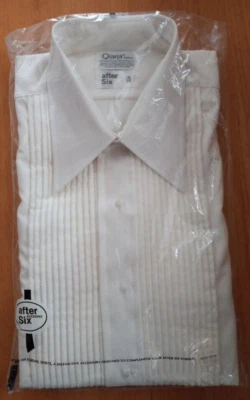 Camisa de vestir esmoquin plisada blanca vintage After Six para hombre - talla 16/35 NUEVA Foto 1 de 4