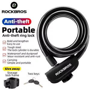 ROCKBROS 1.1M Bike Cable Lock Anti-theft Security Cycling Bicycle Lock With Key - Picture 1 of 7