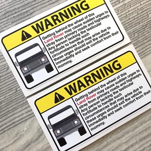 2pc Land Rover Fun Warning Car Emblem vinyl sticker decal JDM - Picture 1 of 3