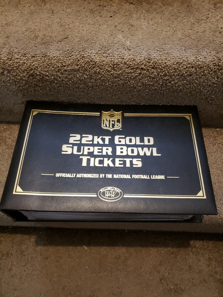 Willabee & Ward NFL 22kt Gold Super Bowl Tickets LOT SB 1-3/5-18/20-37 In Binder - Image 1 of 4