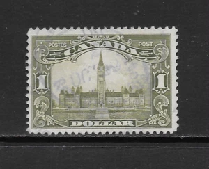 CANADA SCOTT 159 USED F/VF - 1929 $1 OL GREEN ISSUE - PARLIAMENT - Picture 1 of 2