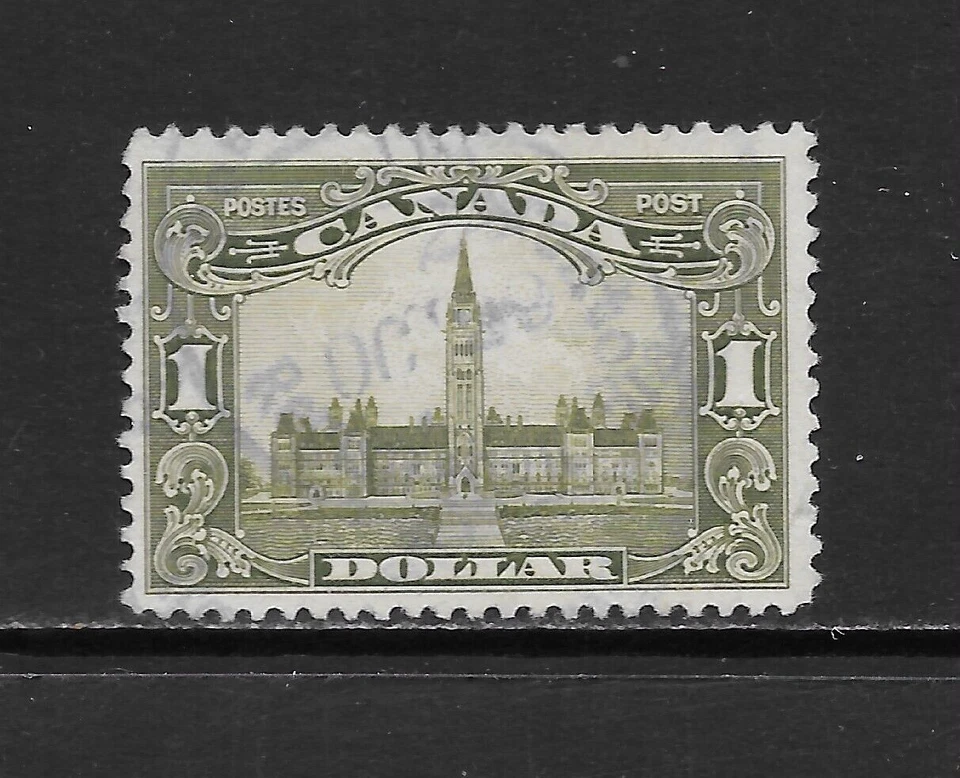 CANADA SCOTT 159 USED F/VF - 1929 $1 OL GREEN ISSUE - PARLIAMENT - Image 1 of 2