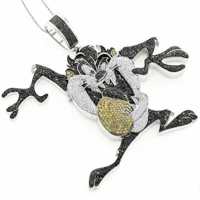 Colgante de circonita cúbica multicolor negra realzada redonda de 2,88 quilates en plata 925 Foto 1 de 4