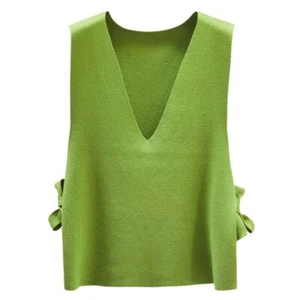 Lockeres Damen-Strickweste Oberteil ärmellos Pullover Schleife Weste Pulli Freizeitoberteil - Bild 1 von 16
