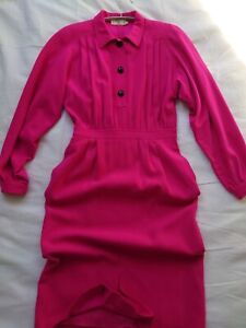 Vintage Valentino Fuscia Pink Wool Dress Size 44
