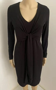 Esprit Black Long Sleeve V Neck Tie Detail Stretch Sheath Dress XS - Picture 1 of 12