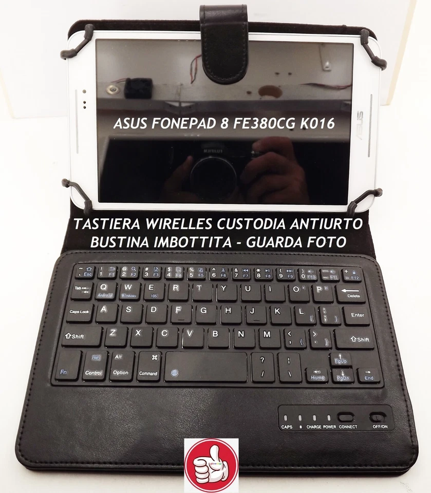 ASUS FONEPAD 8 FE380CG K016 di usato in WIRELESS funziona da bianco nero vintage - Immagine 1 di 4