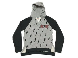 Junk Food USA Womens S AC/DC Gray/ Black Colorblock Lightning Bolt Raglan Hoodie - Picture 1 of 5