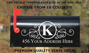 CUSTOM PERSONALIZED VINYL MAILBOX DECAL #4 - SET OF 2 - 16 COLOR CHOICES  5X12 - Picture 1 of 1