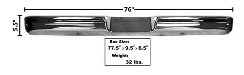 1964-72 Ford Styleside Pickup Truck Rear Bumper, Chrome - Image 1 of 1