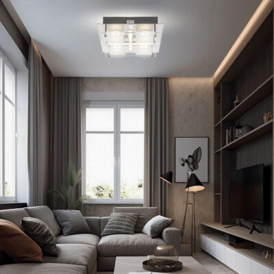 Plafoniera Lampada da Soggiorno LED Lampadario Camera Letto Cromo L 24 CM - Immagine 1 di 4