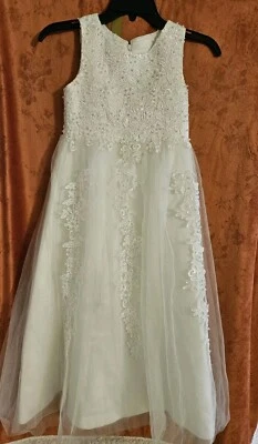 PETIT BRIDE WEDDING BIRTHDAY FIRST COMMUNION CHRISTENING FLOWER GIRL DRESS MEASU - Image 1 of 4