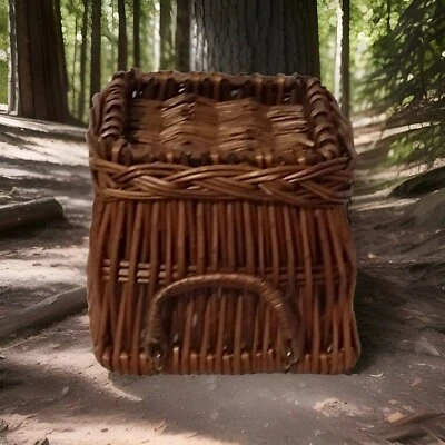 Boho Wicker Basket Square With Handles 5.5x6.5 - Image 1 of 4