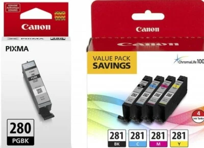 Genuine Canon PGI-280 CLI-281 Ink Cartridges-B/C/M/Y-Setup For TS8320 TR8320-OEM - Image 1 of 3
