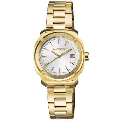 Reloj de cuarzo Wenger Edge para mujer 34 mm esfera plateada hecho en Suiza dorado 01.1121.107 Foto 1 de 4