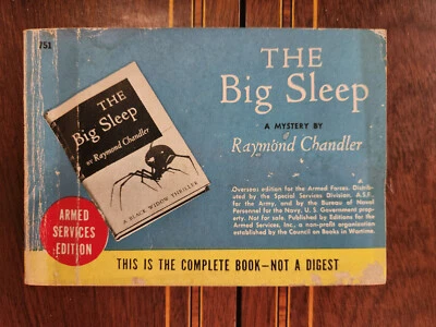 THE BIG SLEEP RAYMOND CHANDLER ARMED SERVICES EDITIONS #751 WWII ASE VINTAGE PB - Image 1 of 3