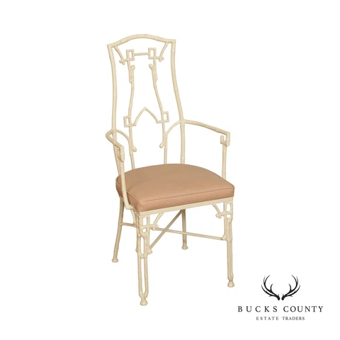 Hollywood Regency Metal Faux Bamboo Arm Chair Cover