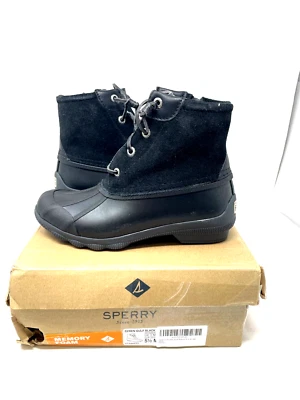 Botas de lluvia Sperry Syren Gulf para mujer 5,5 negras de gamuza/cuero espuma viscoelástica de pato Foto 1 de 4