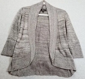 IZ Byer Cardigan Sweater Women’s Small Gray Metallic ¾ Sleeve Open Front Stretch - Picture 1 of 12