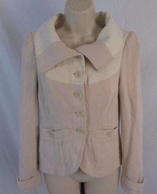 Free People Womens 6 Pale Pink Button Fitted Long Sleeve Jacket EE333 - Image 1 of 4