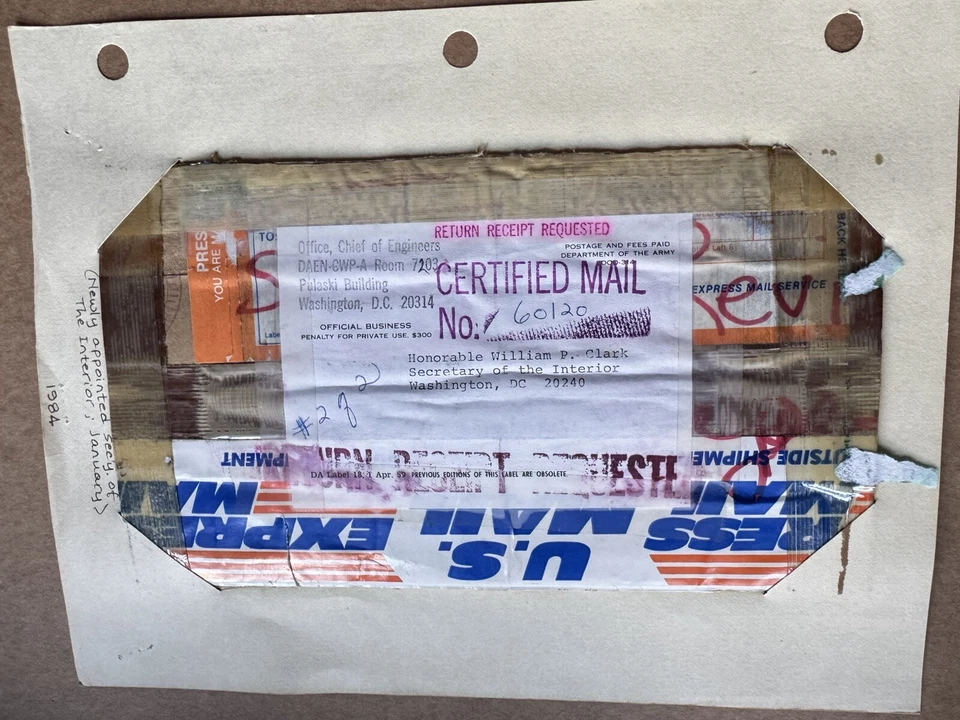 US 1984 Express Parcel Mail Piece +Free-Franking +Hon WP Clark +Unusual Rate - Image 1 of 1