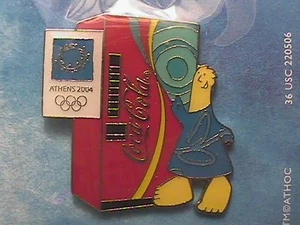ATHENS 2004 OLYMPIC LAPEL PIN COLLECTIONS: US COCA-COLA COKE VENDING MACHINE - Picture 1 of 10
