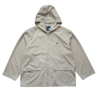Chaqueta cortavientos vintage Polo Ralph Lauren talla L para hombre beige con capucha cremallera completa Foto 1 de 4