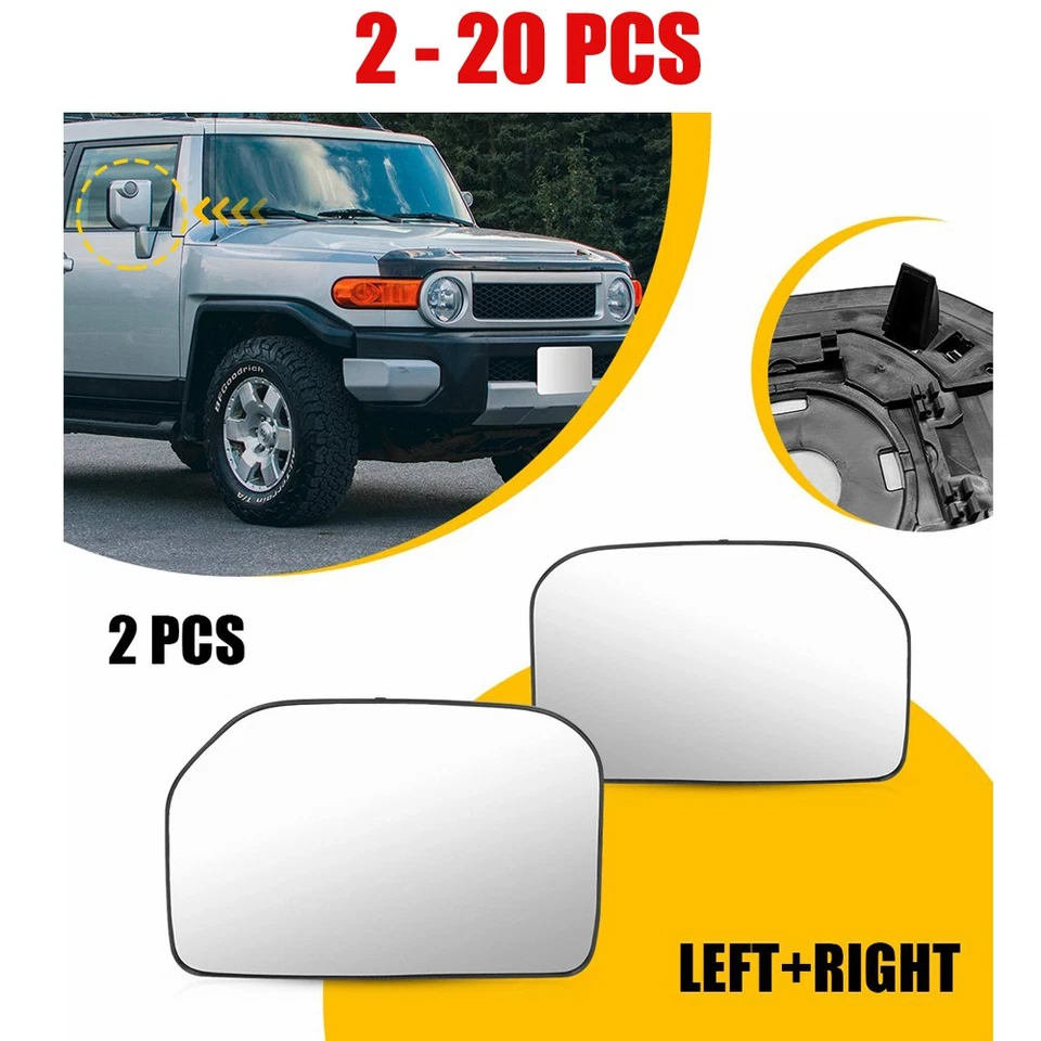 Kit de vidro espelhado não aquecido esquerdo direito 2-20 peças ajuste 2007-2014 Toyota FJ Cruiser - Imagem 1 de 4