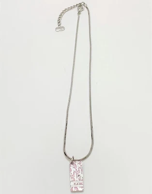 Christian Dior Trotter Rosa Dije Collar Colgante Plata Metal Accesorio Mujer Foto 1 de 4