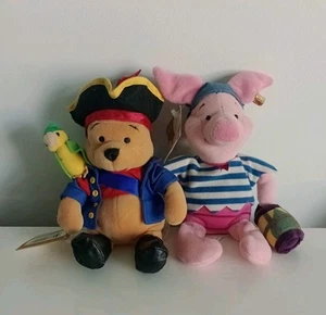 Disney Beanies Winnie The Pooh & Piglet dressed as Pirates. With Tags - Picture 1 of 10