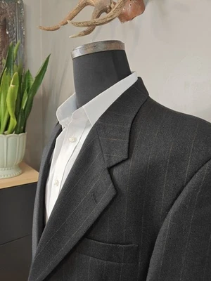 🇺🇲 Abrigo Deportivo De Colección Claiborne Para Hombre Dos Botones 42 L Gris Rayas Foto 1 de 4