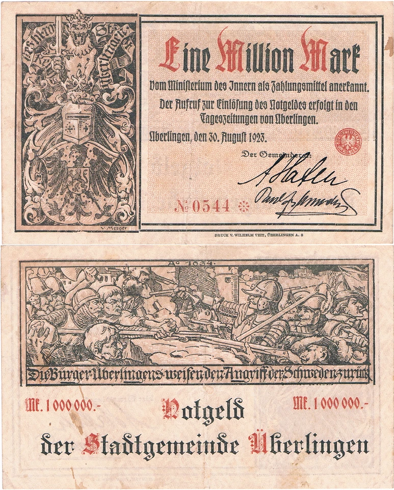 1 Million Mark Notgeld Überlingen 30. August 1923 - Bild 1 von 1