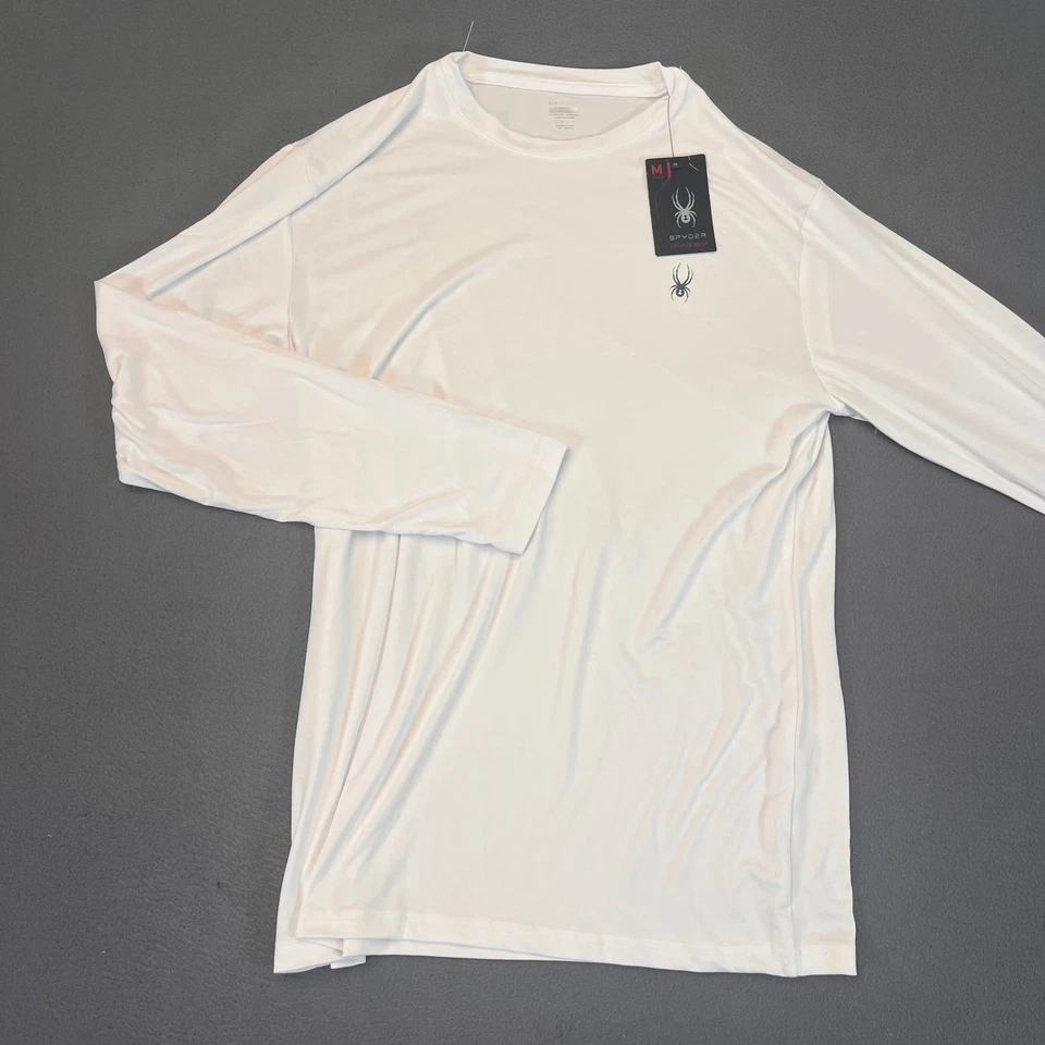 Spyder Loungewear 长袖衬衫 尺寸 Med 白色 基本款 男式 男女通用 标志 全新带标签 — 第 1/4 张图片