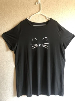 Camisón Gato Negro Camisón Dormir Mujer Mangas Cortas 5XL Foto 1 de 2